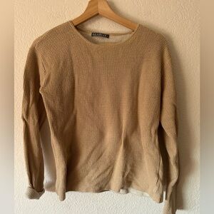 Alashan Cashmere Blend Thermal Long Sleeve Pull Over in Camel tan - Size Small